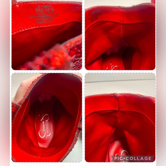 BNIB FIRST QUALITY Jessica Simpson Red Tamira 2 Rhinestone Ankle Boots 6M - Picture 8 of 15